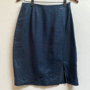 David Saddler 100% Linen Midi Pencil Skirt Front Slit US 4